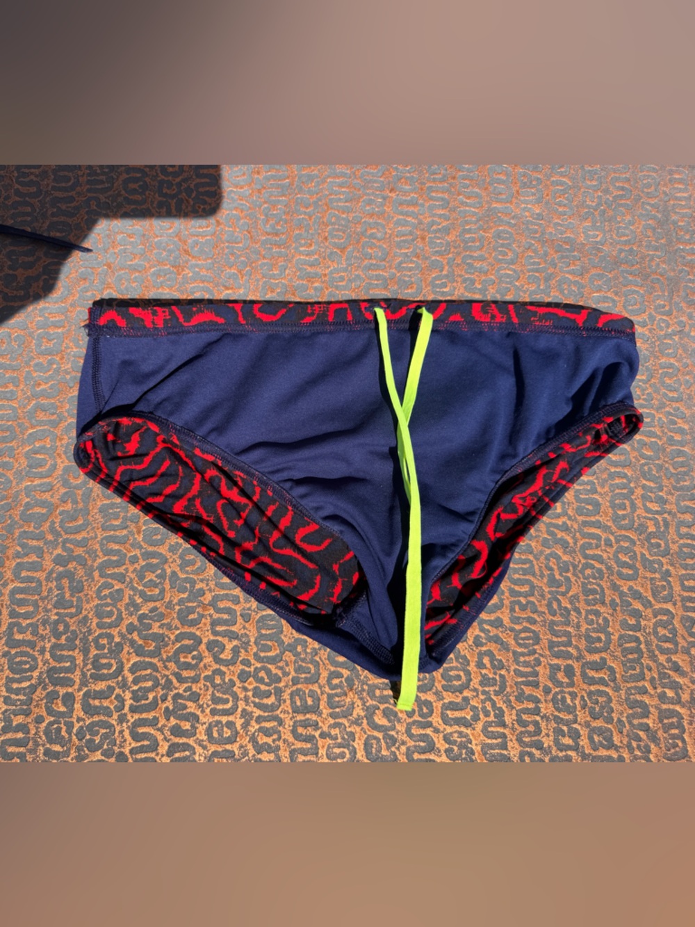 Speedo Yellow, Blue & Black Patterned Swim Briefs  (3) - Picture 4 of 7